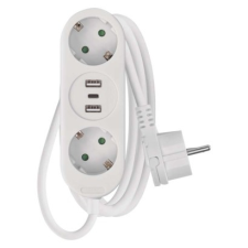 Emos HOSSZABBÍTÓ 2ALJ.+2×USB A+1×USB C, 1,5M (P0221U) hosszabbító, elosztó