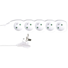 Emos Hosszabbító kábel - 5 aljzat, 5 m, 3× 1,5 mm2, fehér kábel és adapter