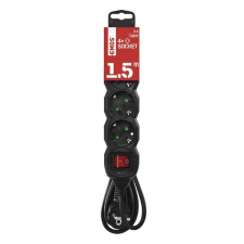 Emos Kábel hosszabbító emos 4 aljzat 1,5m kapcsolóval fekete 1922340151 kábel és adapter