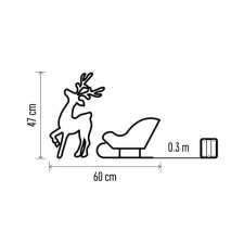 Emos LED szán rénszarvasokkal - 47 cm, 3x AA, beltéri, meleg fehér, időzítő (DCFC28) kültéri izzósor