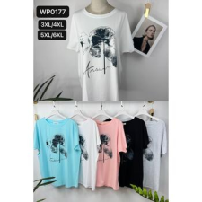  EMT Póló Nagy méretű női póló virágmintával – 3XL/4XL Szürke női póló