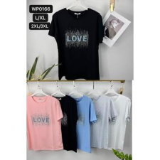 EMT Póló pamut női póló mintás – 2XL/3XL Rózsaszín női póló
