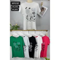  EMT Póló pamut női póló mintás – 3XL/4XL Fehér