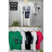 EMT Póló pamut női póló mintás – 3XL/4XL Fehér női póló