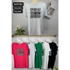  EMT Póló pamut női póló mintás – 3XL/4XL Fehér