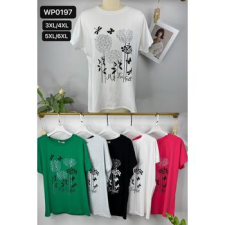 EMT Póló pamut női póló mintás – 3XL/4XL Rózsaszín női póló