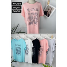 EMT Póló pamut női póló mintás – 3XL/4XL Rózsaszín női póló