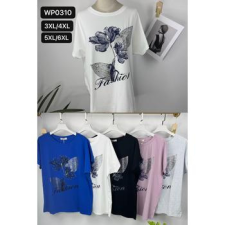 EMT Póló pamut női póló mintás – 3XL/4XL Szürke női póló