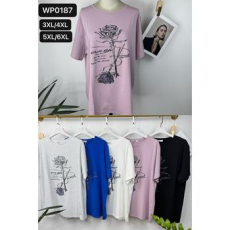  EMT Póló pamut női póló mintás – 5XL/6XL Fehér