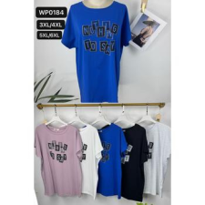 EMT Póló pamut női póló mintás – 5XL/6XL Fekete női póló