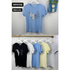  EMT Póló pamut női póló mintás – L/XL Fehér női póló