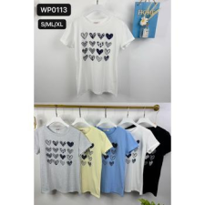 EMT Póló pamut női póló mintás – L/XL Fekete női póló