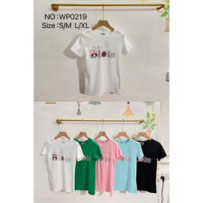EMT Póló pamut női póló mintás – L/XL Kék női póló