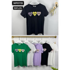 EMT Póló pamut női póló mintás – L/XL Lila női póló
