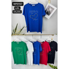 EMT Póló pamut női póló mintás – L/XL Piros női póló