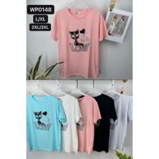 EMT Póló pamut női póló mintás – L/XL Rózsaszín női póló
