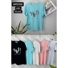 EMT Póló pamut női póló mintás – L/XL Szürke női póló
