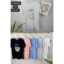 EMT Póló pamut női póló mintás – L/XL Szürke női póló