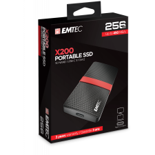 Emtec 256GB X200 Fekete/Piros USB 3.0 Külső SSD (ECSSD256GX200) merevlemez