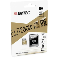 Emtec Memóriakártya, microSDHC, 16GB, UHS-I/U1, 85/20 MB/s, adapter, EMTEC  Elite Gold memóriakártya