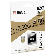 Emtec Memóriakártya, microSDXC, 128GB, UHS-I/U1, 85/20 MB/s, adapter, EMTEC "Elite Gold" memóriakártya