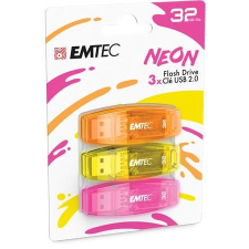 Emtec Pendrive, 32GB, 3 db, USB 2.0, EMTEC "C410 Neon", narancs, citromsárga, rózsaszín - UE32GN3... pendrive