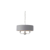 Endon Lighting ENDON Highclere Highclere 3lt Pendant Bright nickel plate & charcoal fabric 3 x 40W E14 candle - ED-94394