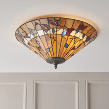 Endon Lighting Endon klasszikus tiffany mennyezeti lámpa bernwood sötétbarna sokszínű end63948 világítás