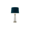 Endon Lighting ENDON Winslet Winslet 1lt Table Clear hammered glass & bright nickel plate with teal velvet 40W E27 GLS - ED-90545