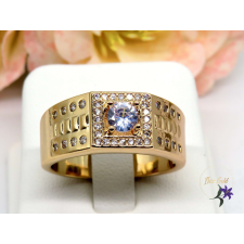  Enese antiallergén pecsétgyűrű középen cirkónia kővel 18K - kék gyűrű