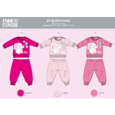 Enrico Coveri Enrico Coveri hosszú vékony baba pizsama - 100% pamut pizsama - Elefánt mintával - pink - 86