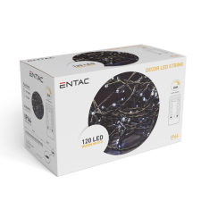 Entac Karácsonyi IP44 120 LED Fényüzér WW 9m Távirányítóval világítási kellék