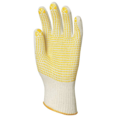 EP. KÖTÖTT DUPLASZÁLAS PAMUTKESZTYŰ PETTYES TENYÉRREL