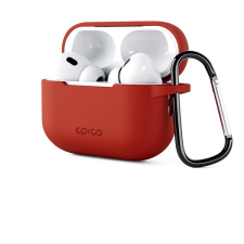 Epico Airpods Pro 2 piros szilikon tok karabinerrel fülhallgató, fejhallgató tok