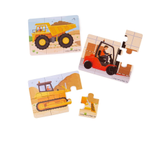 Építkezési járművek 3 az 1-ben puzzle - Bigjigs Toys puzzle, kirakós