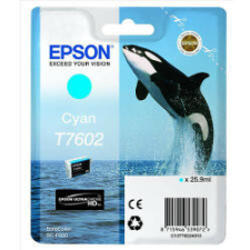 Epson UltraChrome 76 T7602 Cyan tintapatron eredeti 25, 9ml C13T76024010 Kardszárnyú delfin nyomtatópatron & toner