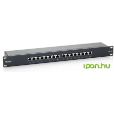 Equip 19\'\' patch panel 16 portos 1U cat.6 árnyékolt  fekete szerver