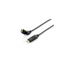 Equip Kábel - 119362 (HDMI2.0 kábel apa/apa, 4K/60Hz, aranyozott, forgatható csatlakozók, fekete, 2m) kábel és adapter