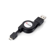 Equip micro USB 2.0 AM -> MBM5P 1m Fekete, Behúzható kábel és adapter