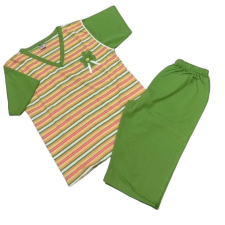 Erkan Nyári pizsama bermudával 116-122 - Zöld Csíkos Virág Mintával (KIÁRUSÍTÁS) gyerek hálóing, pizsama