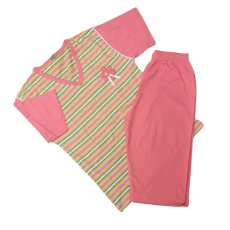 Erkan Nyári pizsama bermudával 152-158 - Rózsaszín Csíkos Virág Mintával (KIÁRUSÍTÁS)