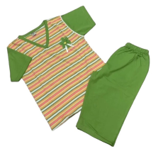 Erkan Nyári pizsama bermudával 152-158 - Zöld Csíkos Virág Mintával (KIÁRUSÍTÁS)