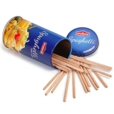 Erzi : Játék spagetti száraztészta fából, fém dobozban konyhakészlet