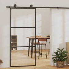 ESG üveg és alumínium tolóajtó fémszerelvény-szettel 90x205 cm építőanyag