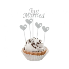  Esküvő Just Married Silver torta dekoráció 5 db-os party kellék