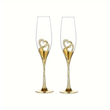  Esküvői pezsgőspohár szett arany szív motívummal – 200 ml XK277624-a bögrék, csészék