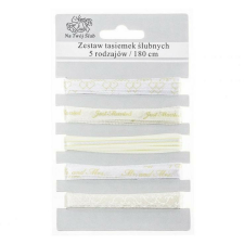 Esküvői White szalag szett 5 db-os szalag, masni