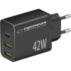 Esperanza Quick Power Charger 2xUSB-A / USB-C Hálózati Gyorstöltő Adapter 42W - Fekete ( )