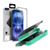 ESR Apple iPhone 15 / 16, Kijelzővédő fólia, ütésálló fólia (az íves részre is!), Tempered Glass (edzett üveg), segéd kerettel, ESR Armorite, fekete
