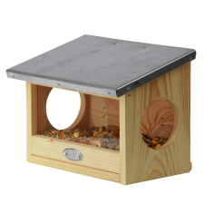 Esschert Design Dupla bejáratú mókus etető, cink tetővel, 25 cm önetető rágcsálóknak